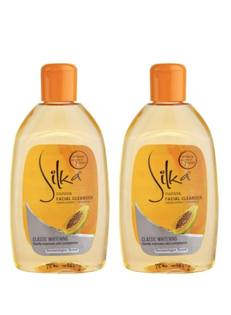 2 Piece Papaya Facial Cleanser Classic whitening , Gently improves skin complexion150 ml